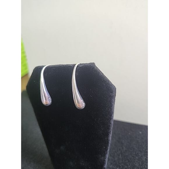 Waterdrop Sterling Silver Plated Teardrop Thread Earrings Classical Fine Jewelry - Picture 2 of 6